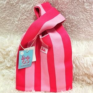 Barbie Stripped Knitted Handbag Aesthetic Crochet Logo Bag